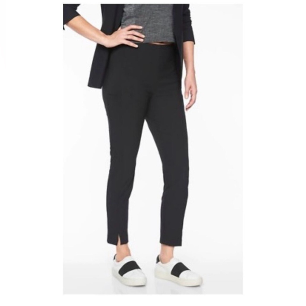 ATHLETA Wander Slim Ankle Pant Black Sz 4  Stretch Back Zip Travel